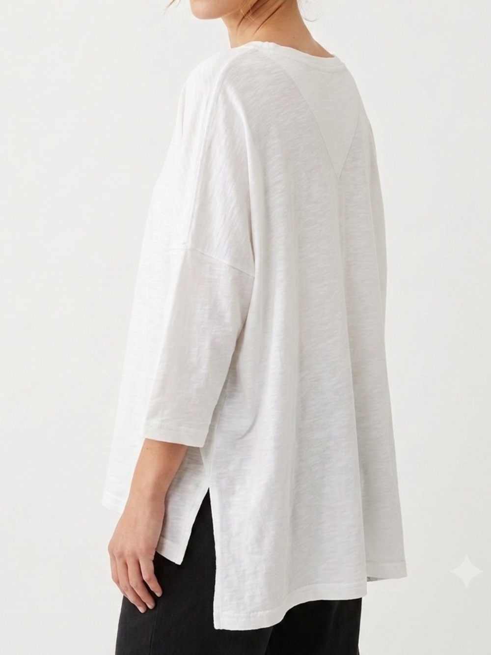Women's Relaxed White Slub Tunic Top